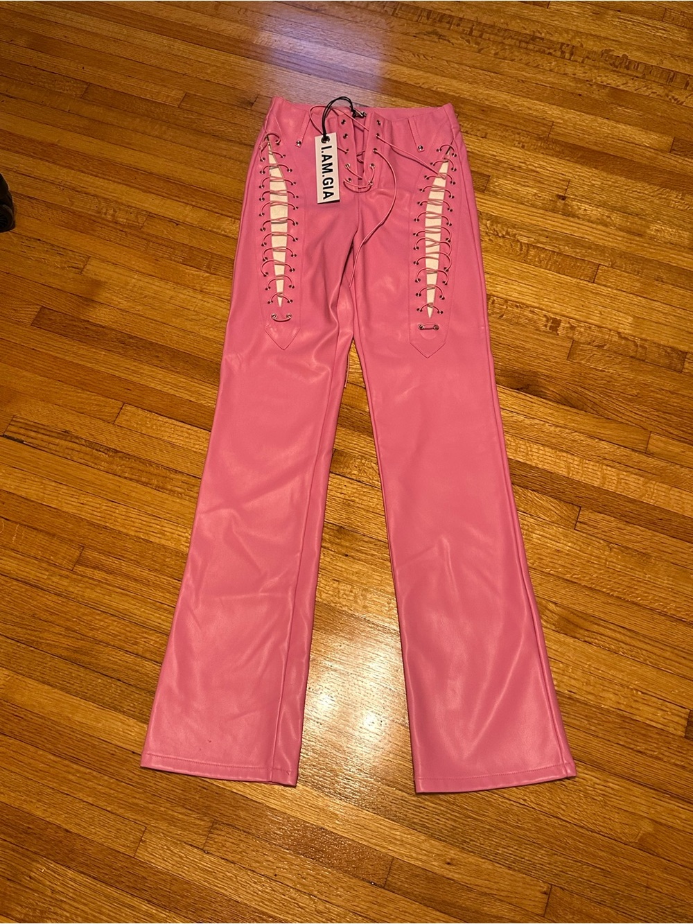 I.AM.GIA Pink Leather Xenia Pants - Picture 2 of 4